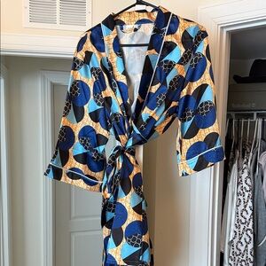 Stylish Blue and Black Women's Robe